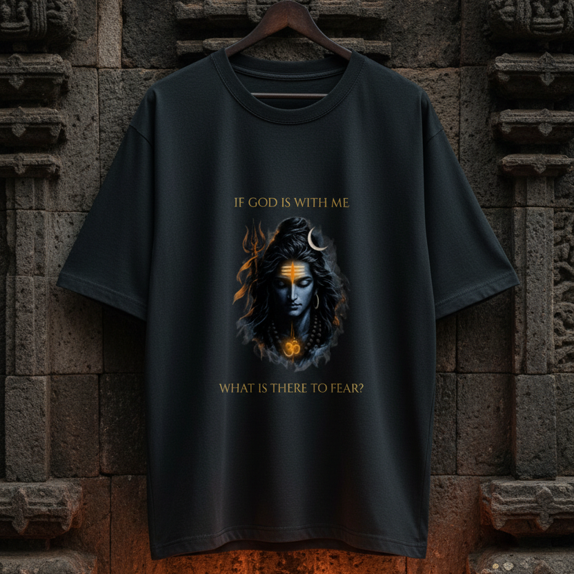 Lord Shiva Oversized Graphic T-Shirt – If God Is With Me | 240 GSM Heavyweight Cotton