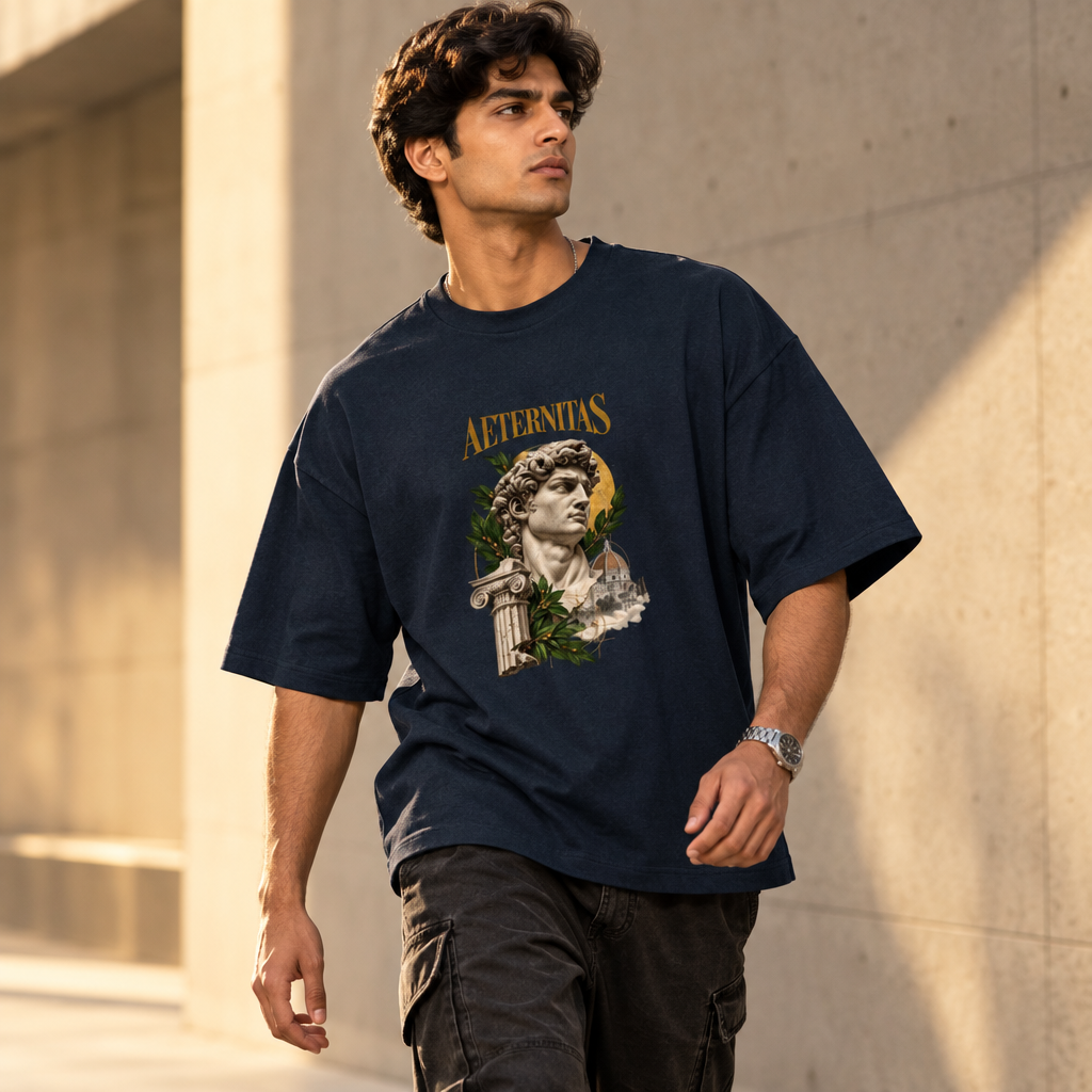 Latin Philosophy Oversized Graphic T-Shirt – Aeternitas Eternity | 240 GSM Cotton