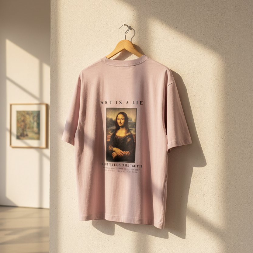 Mona Lisa Renaissance Art Oversized Graphic T-Shirt | 240 GSM Heavyweight Cotton