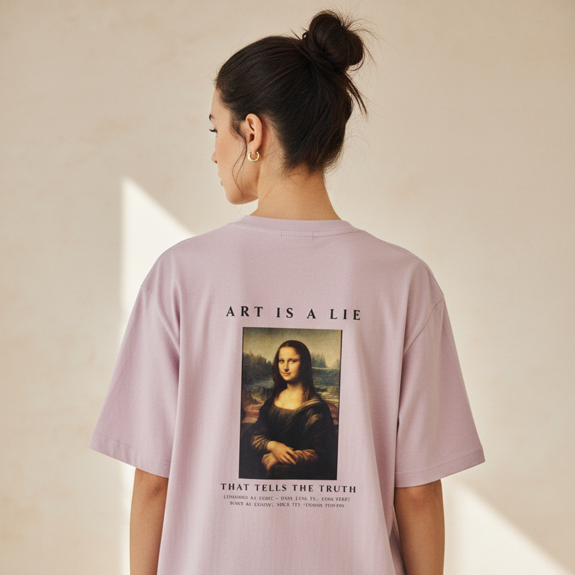 Mona Lisa Renaissance Art Oversized Graphic T-Shirt | 240 GSM Heavyweight Cotton
