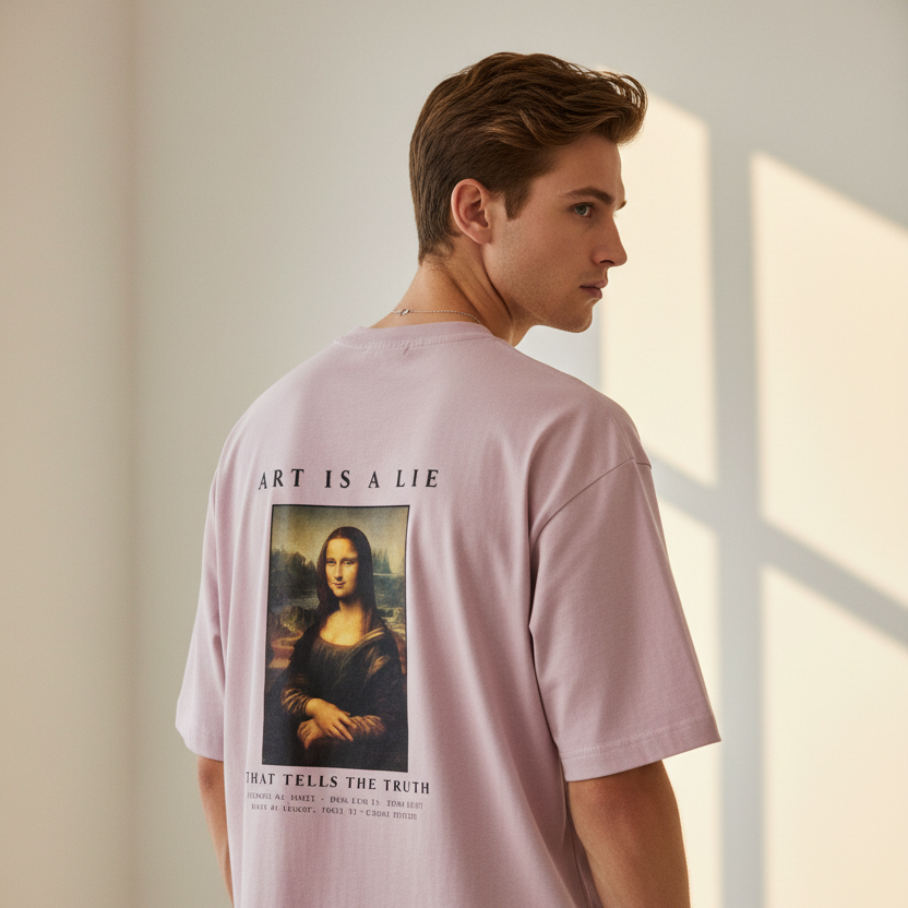 Mona Lisa Renaissance Art Oversized Graphic T-Shirt | 240 GSM Heavyweight Cotton