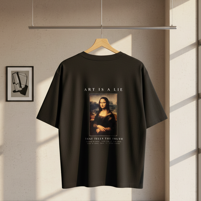 Mona Lisa Renaissance Art Oversized Graphic T-Shirt | 240 GSM Heavyweight Cotton