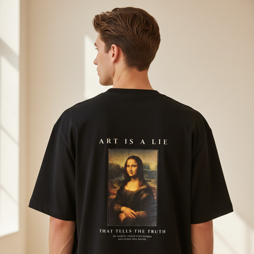 Mona Lisa Renaissance Art Oversized Graphic T-Shirt | 240 GSM Heavyweight Cotton