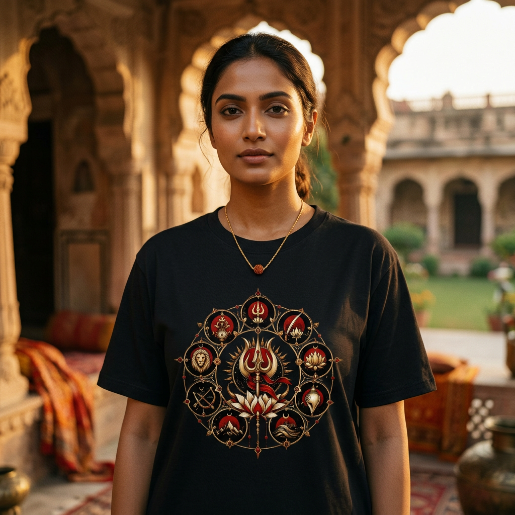 Navdurga Devotional Graphic T-Shirt | 180 GSM Standard 100% Cotton