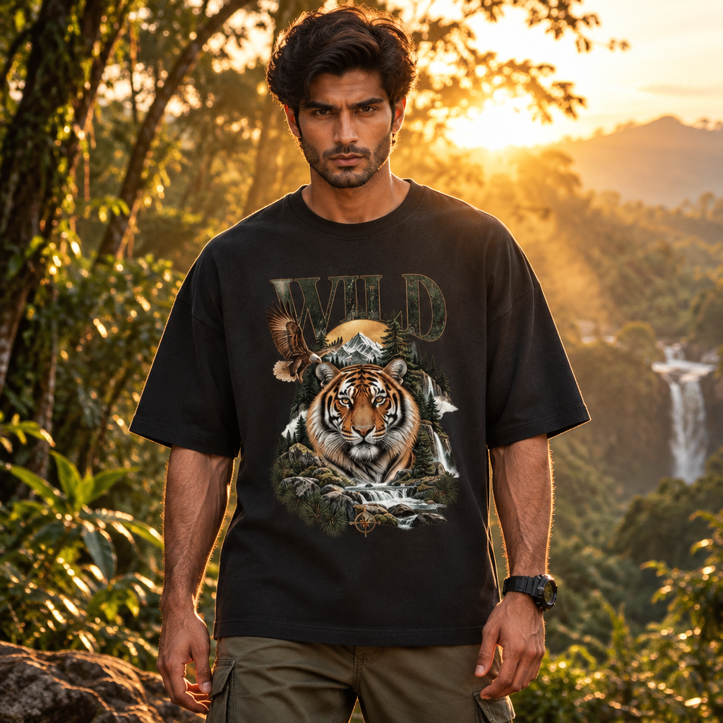 Wild Tiger Apex Predator Oversized Graphic T-Shirt | 240 GSM Heavyweight Cotton
