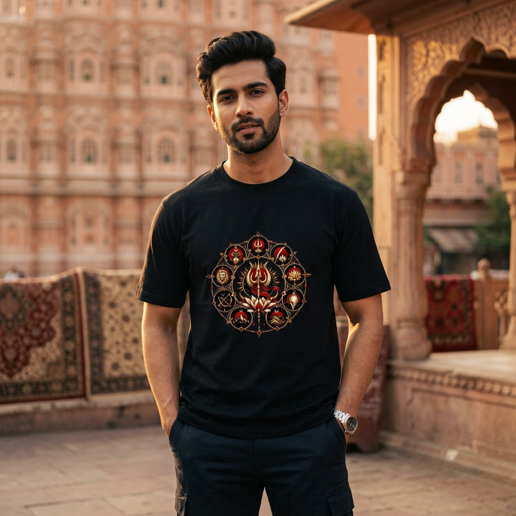Navdurga Devotional Graphic T-Shirt | 180 GSM Standard 100% Cotton