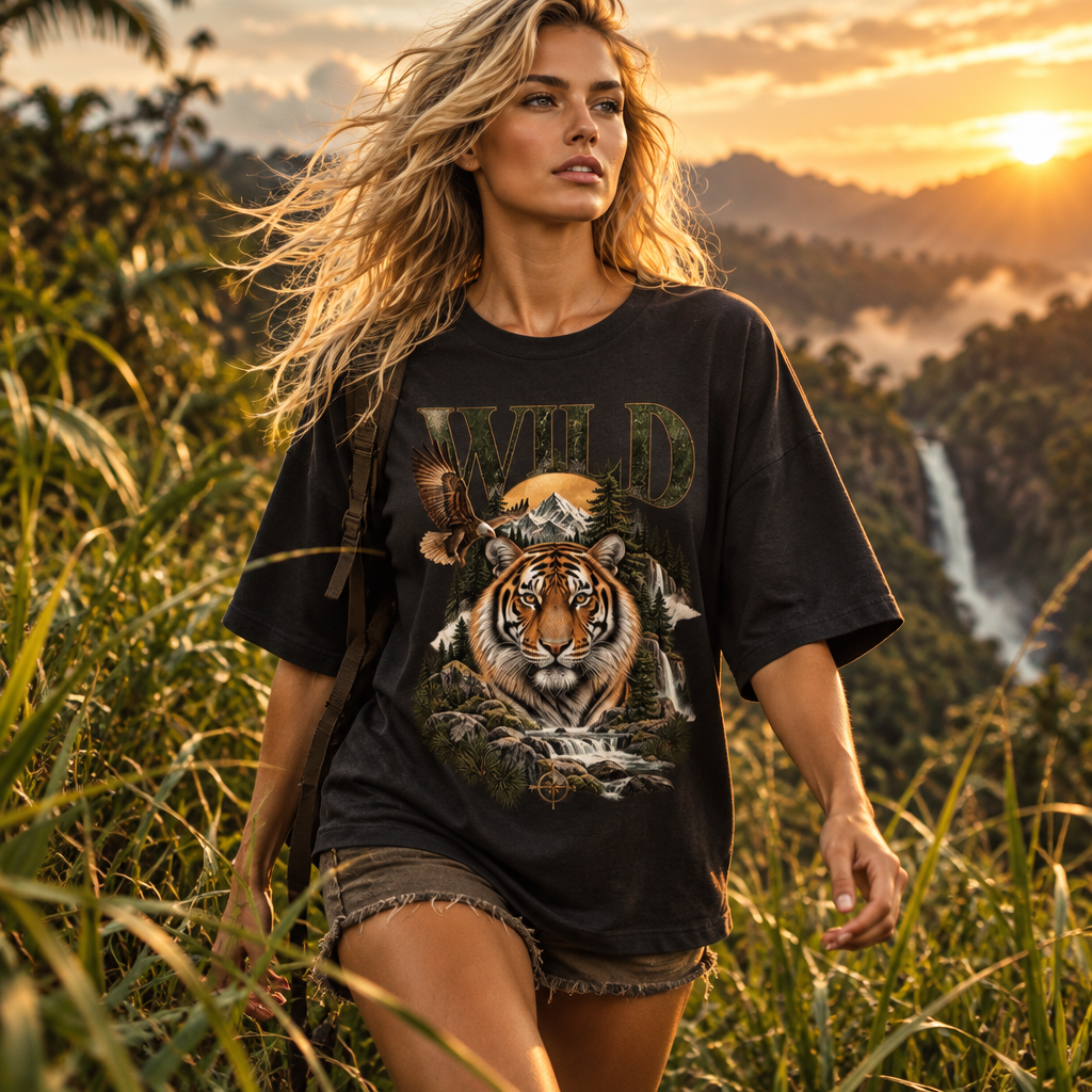 Wild Tiger Apex Predator Oversized Graphic T-Shirt | 240 GSM Heavyweight Cotton