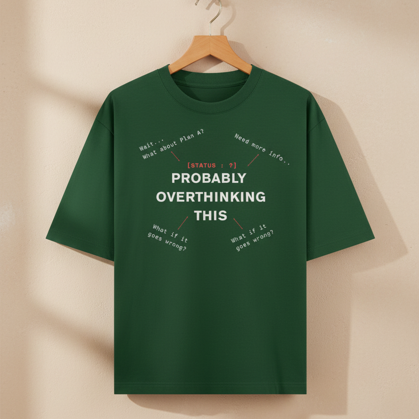 Funny Overthinking Oversized Graphic T-Shirt | 240 GSM Heavyweight 100% Cotton