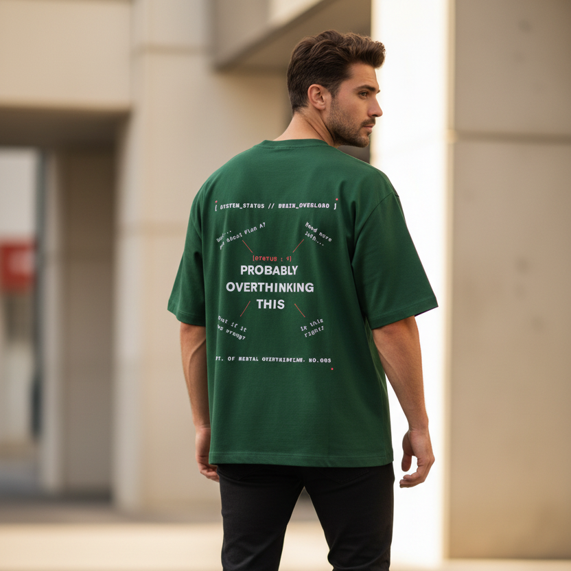 Funny Overthinking Oversized Graphic T-Shirt | 240 GSM Heavyweight 100% Cotton