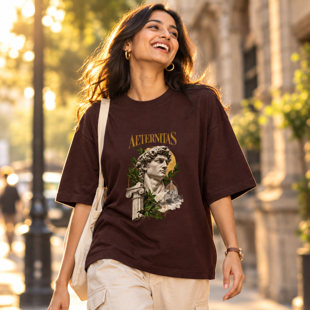 Latin Philosophy Oversized Graphic T-Shirt – Aeternitas Eternity | 240 GSM Cotton