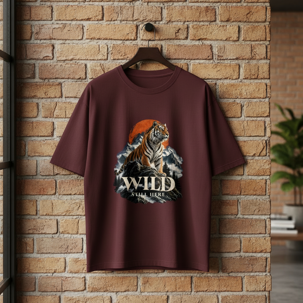 Tiger Wildlife Oversized Graphic T-Shirt – Wild Still Here | 240 GSM Heavyweight