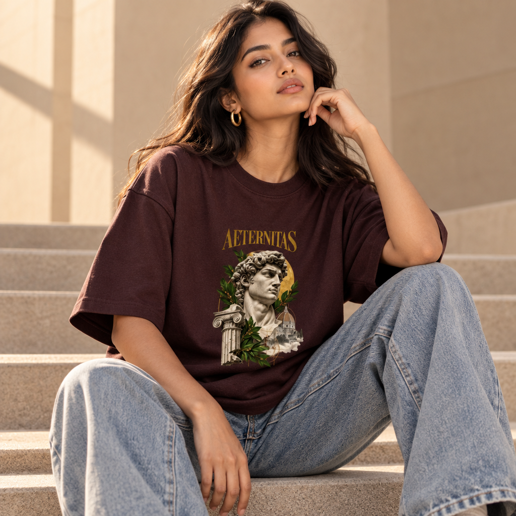 Latin Philosophy Oversized Graphic T-Shirt – Aeternitas Eternity | 240 GSM Cotton