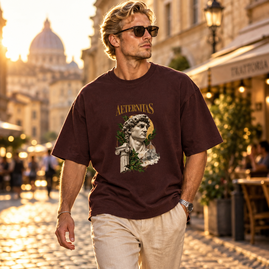 Latin Philosophy Oversized Graphic T-Shirt – Aeternitas Eternity | 240 GSM Cotton