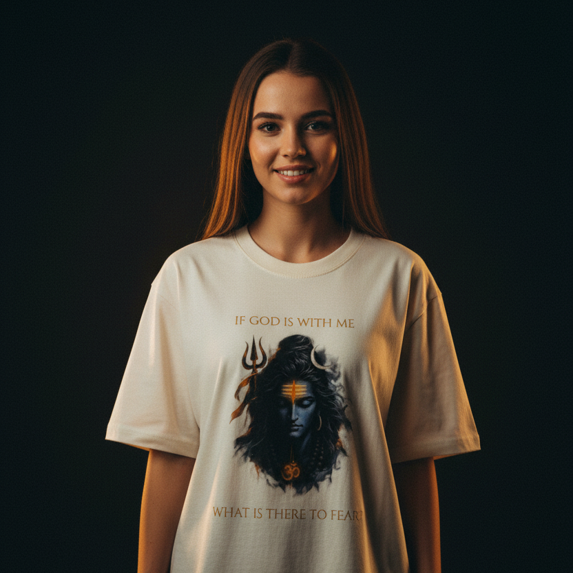 Lord Shiva Oversized Graphic T-Shirt – If God Is With Me | 240 GSM Heavyweight Cotton