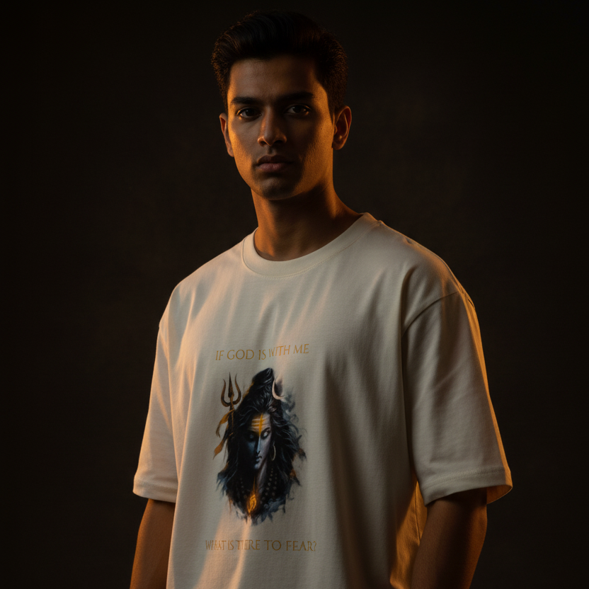 Lord Shiva Oversized Graphic T-Shirt – If God Is With Me | 240 GSM Heavyweight Cotton