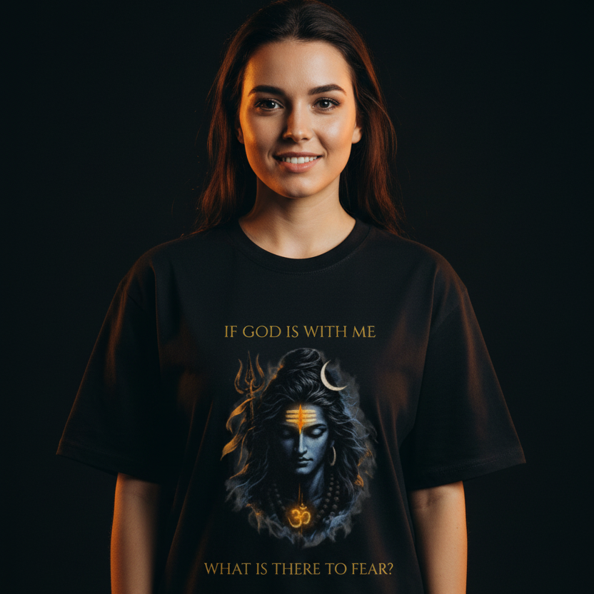 Lord Shiva Oversized Graphic T-Shirt – If God Is With Me | 240 GSM Heavyweight Cotton