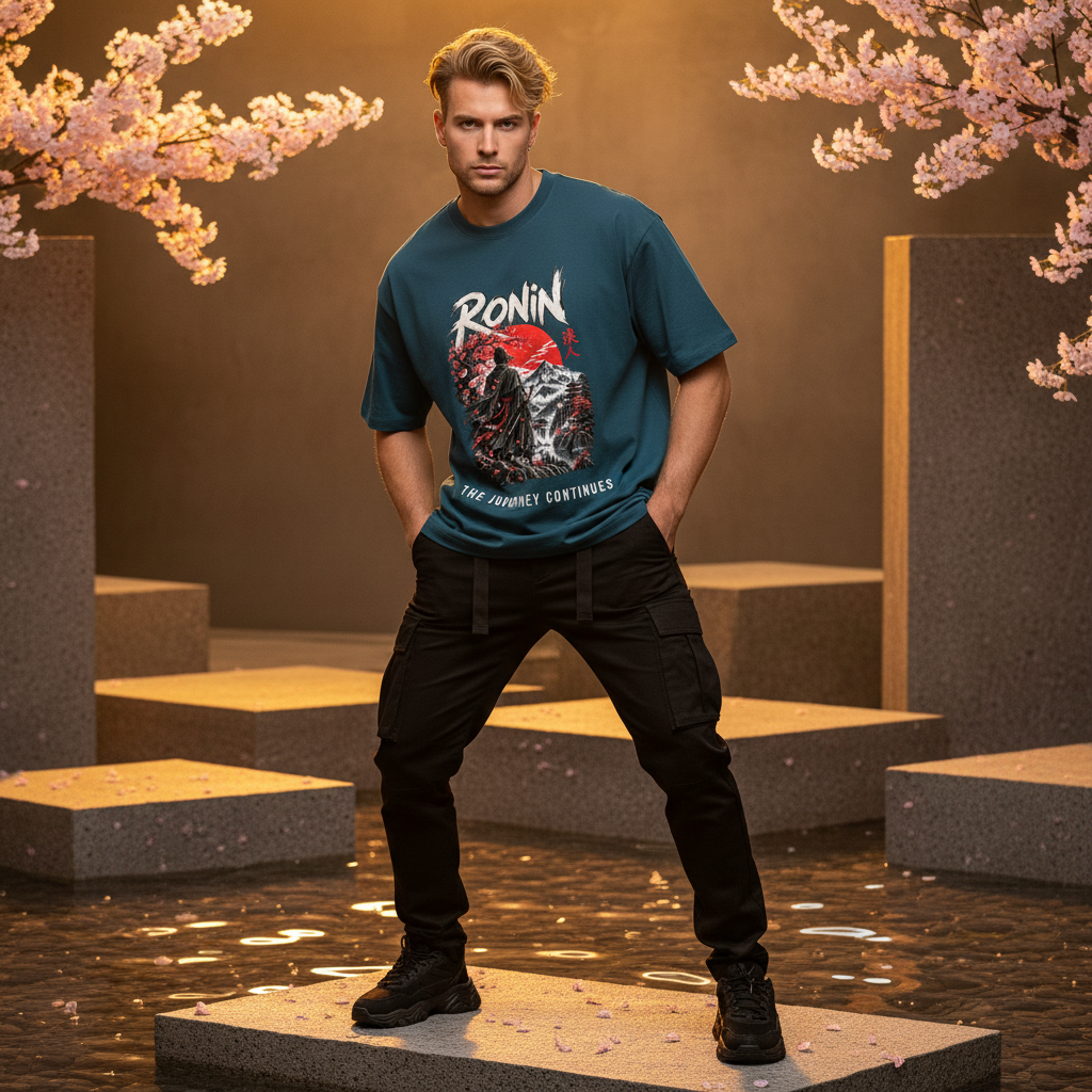 Ronin Japanese Art Oversized Graphic T-Shirt | 240 GSM Heavyweight Cotton