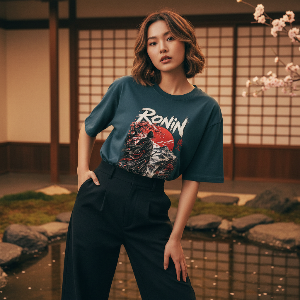 Ronin Japanese Art Oversized Graphic T-Shirt | 240 GSM Heavyweight Cotton