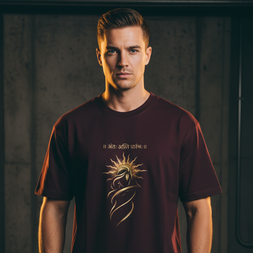 Oversized Graphic T-Shirt – Sanskrit Print | 240 GSM Heavyweight 100% Cotton