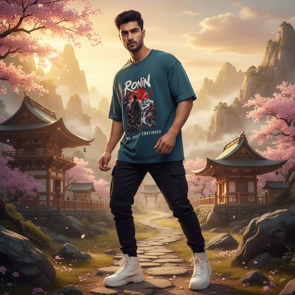 Ronin Japanese Art Oversized Graphic T-Shirt | 240 GSM Heavyweight Cotton