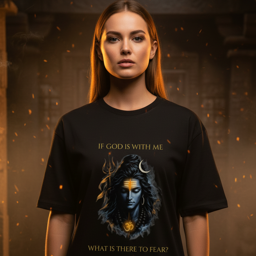 Lord Shiva Oversized Graphic T-Shirt – If God Is With Me | 240 GSM Heavyweight Cotton