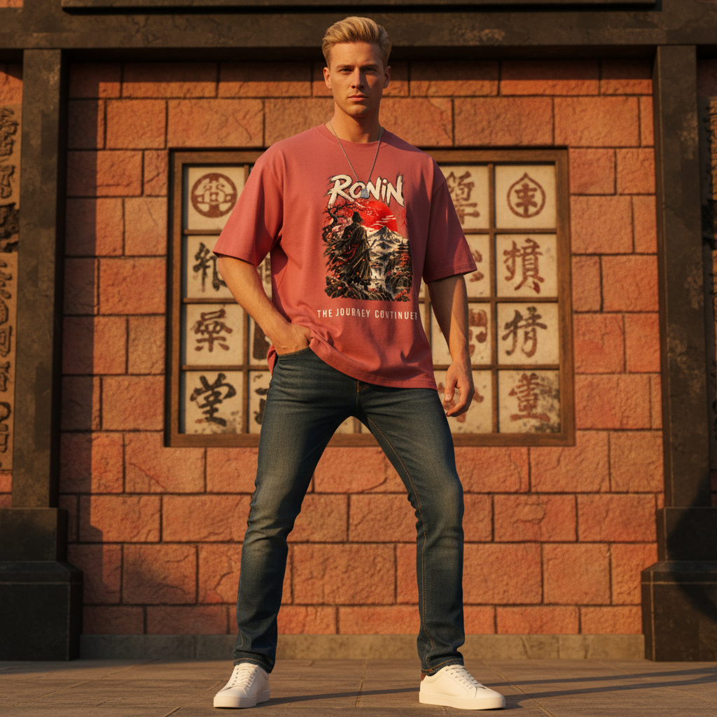 Ronin Japanese Art Oversized Graphic T-Shirt | 240 GSM Heavyweight Cotton