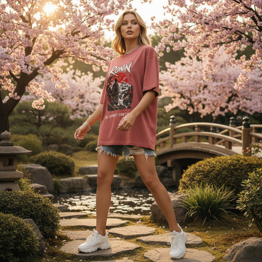 Ronin Japanese Art Oversized Graphic T-Shirt | 240 GSM Heavyweight Cotton