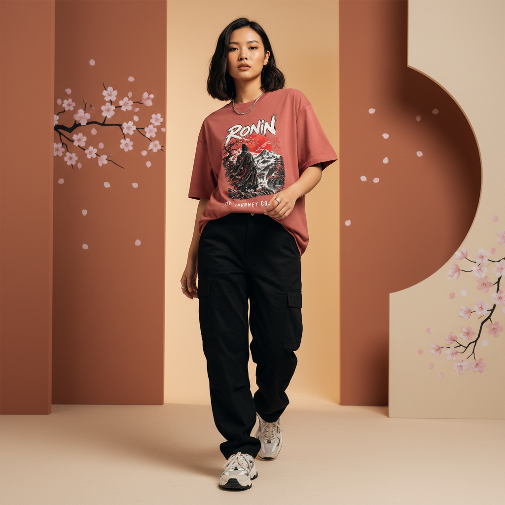Ronin Japanese Art Oversized Graphic T-Shirt | 240 GSM Heavyweight Cotton