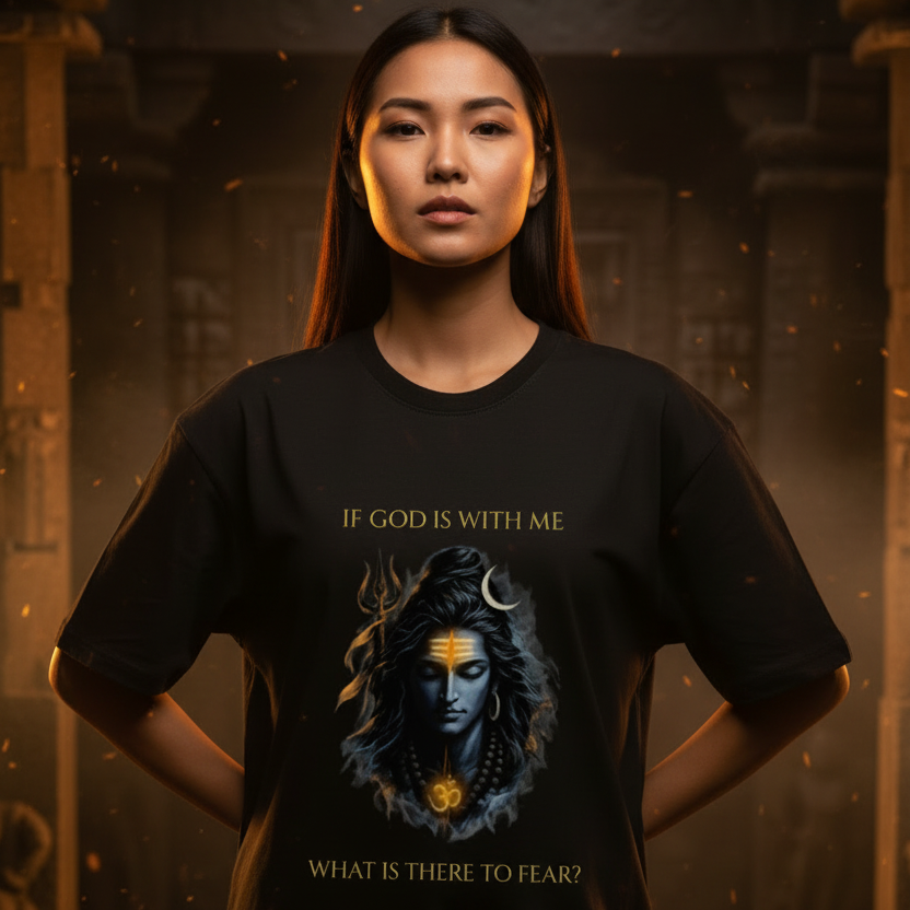 Lord Shiva Oversized Graphic T-Shirt – If God Is With Me | 240 GSM Heavyweight Cotton