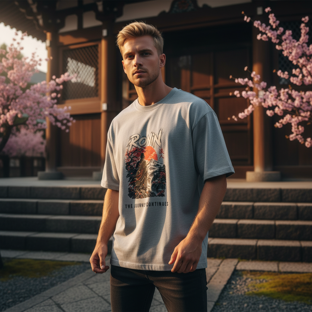 Ronin Japanese Art Oversized Graphic T-Shirt | 240 GSM Heavyweight Cotton