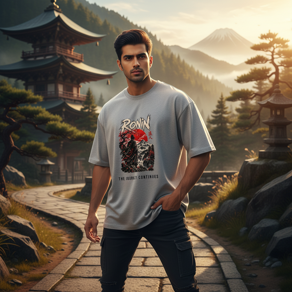 Ronin Japanese Art Oversized Graphic T-Shirt | 240 GSM Heavyweight Cotton