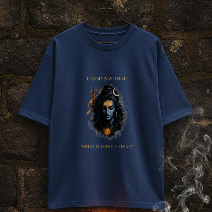 Lord Shiva Oversized Graphic T-Shirt – If God Is With Me | 240 GSM Heavyweight Cotton