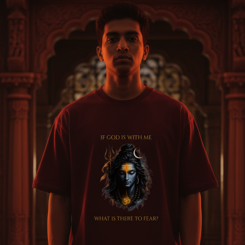Lord Shiva Oversized Graphic T-Shirt – If God Is With Me | 240 GSM Heavyweight Cotton