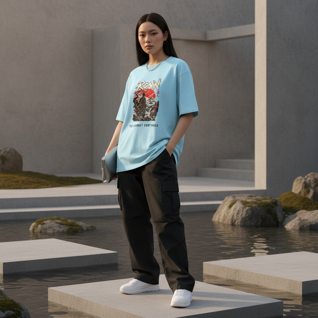 Ronin Japanese Art Oversized Graphic T-Shirt | 240 GSM Heavyweight Cotton