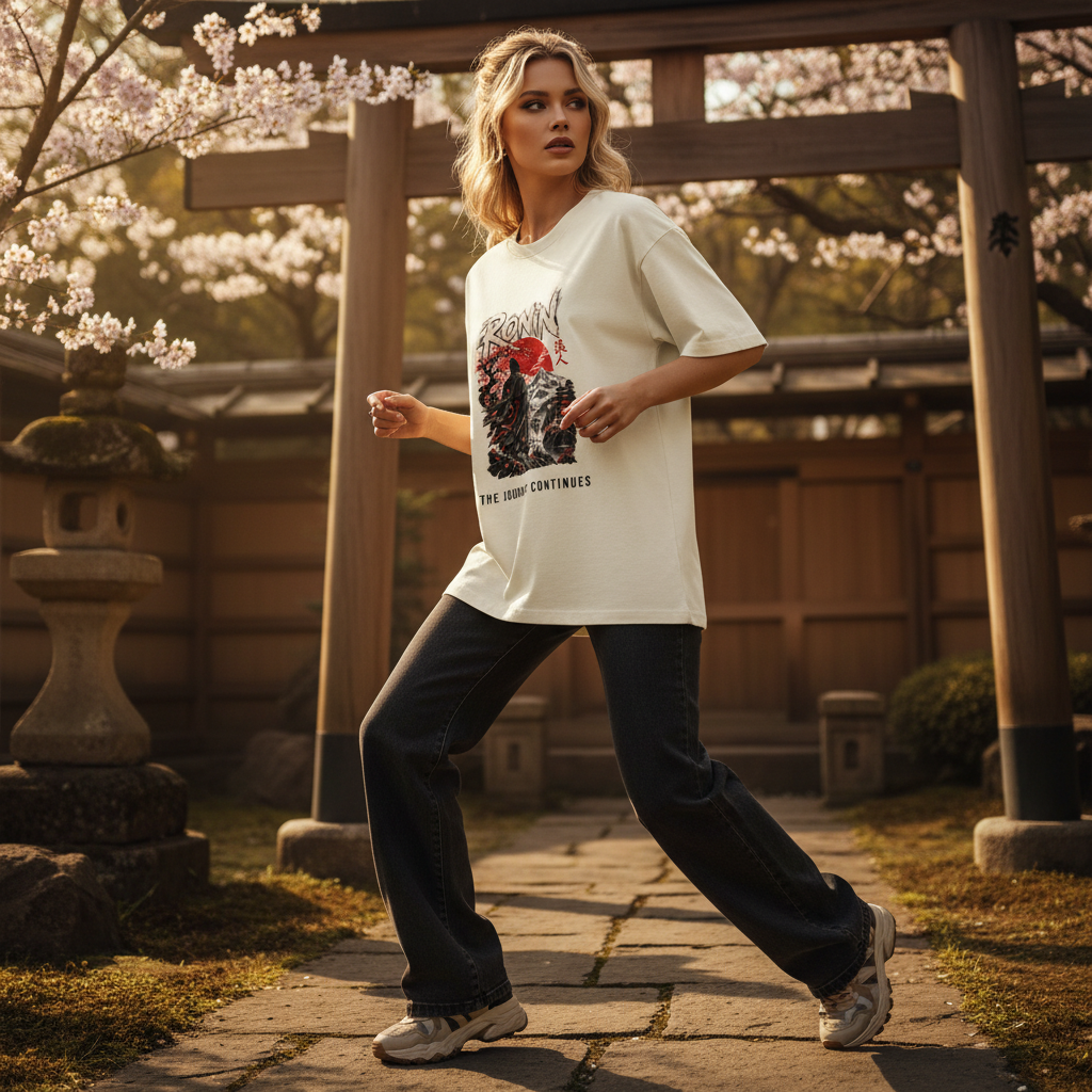 Ronin Japanese Art Oversized Graphic T-Shirt | 240 GSM Heavyweight Cotton