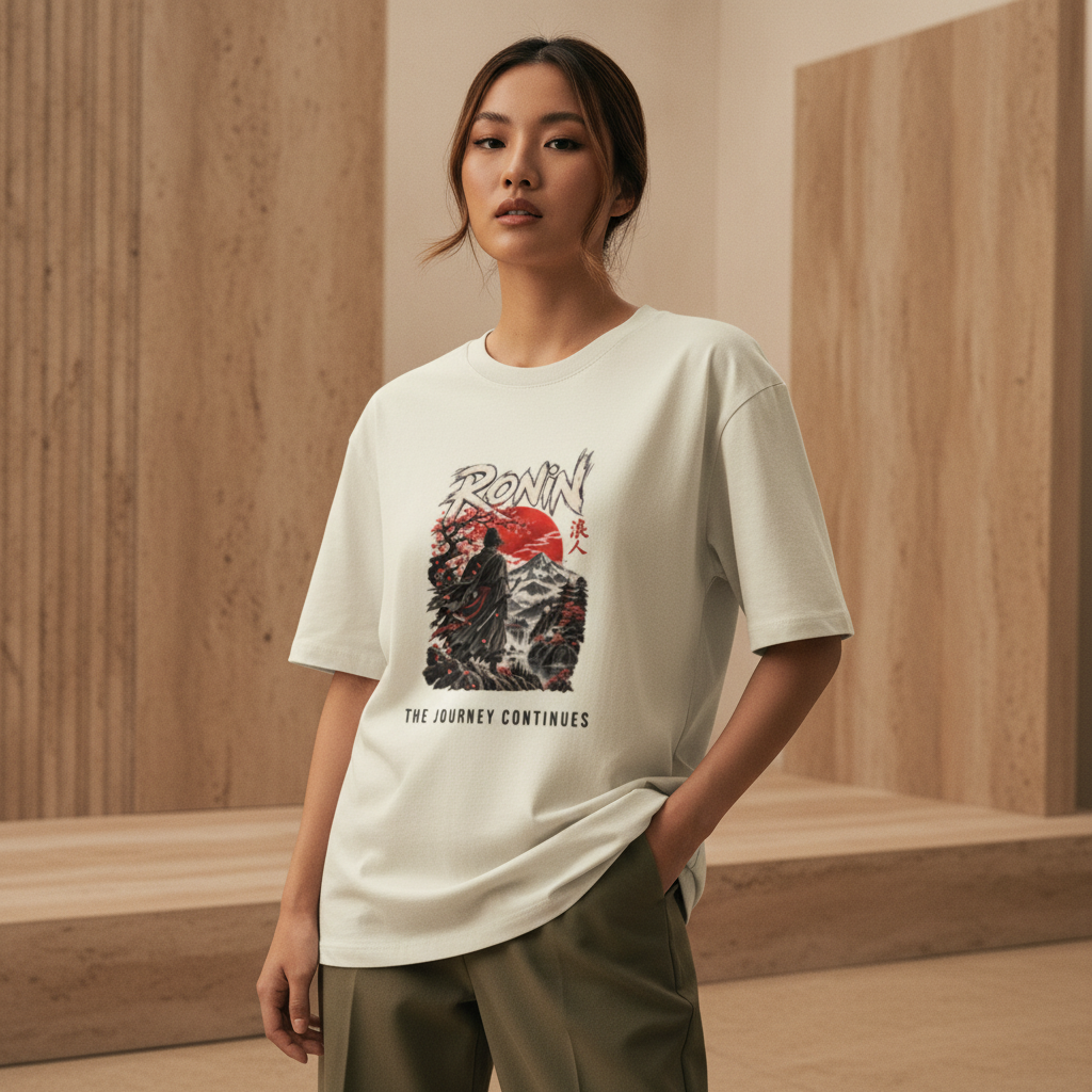 Ronin Japanese Art Oversized Graphic T-Shirt | 240 GSM Heavyweight Cotton