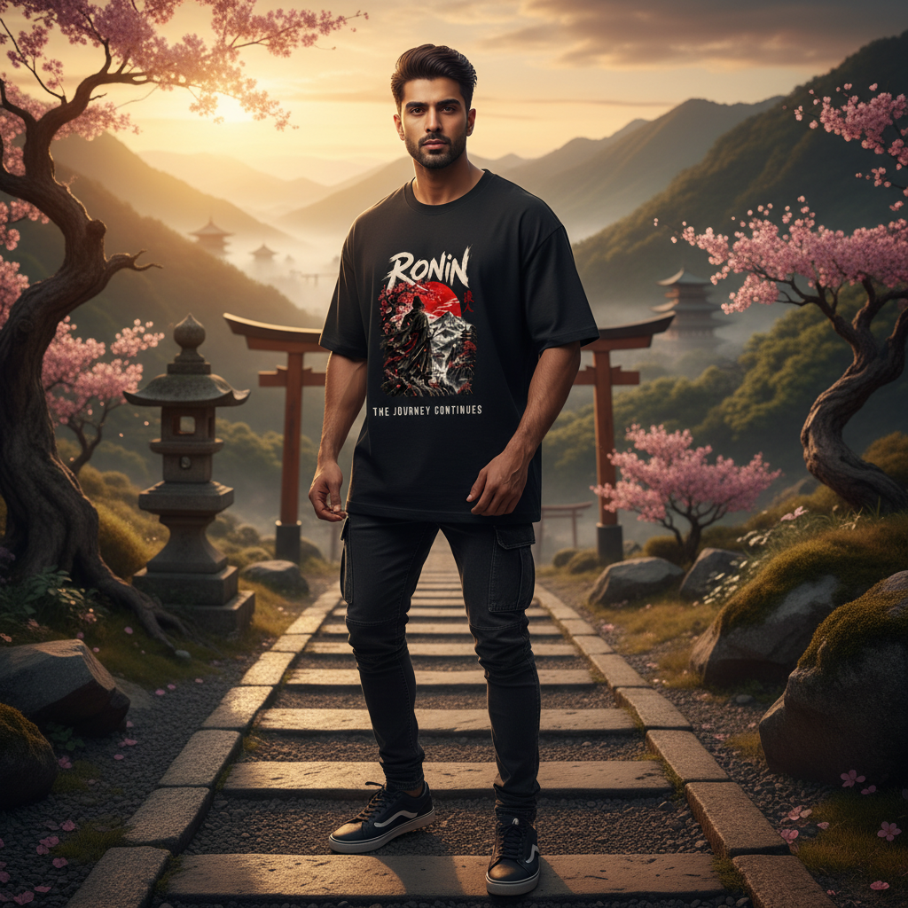 Ronin Japanese Art Oversized Graphic T-Shirt | 240 GSM Heavyweight Cotton
