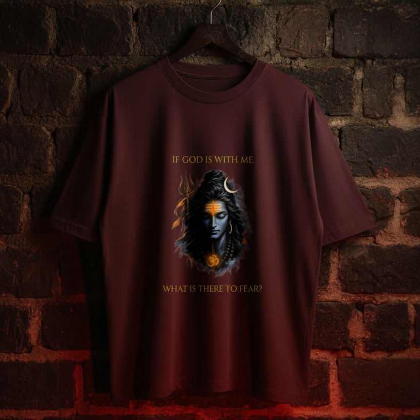 Lord Shiva Oversized Graphic T-Shirt – If God Is With Me | 240 GSM Heavyweight Cotton