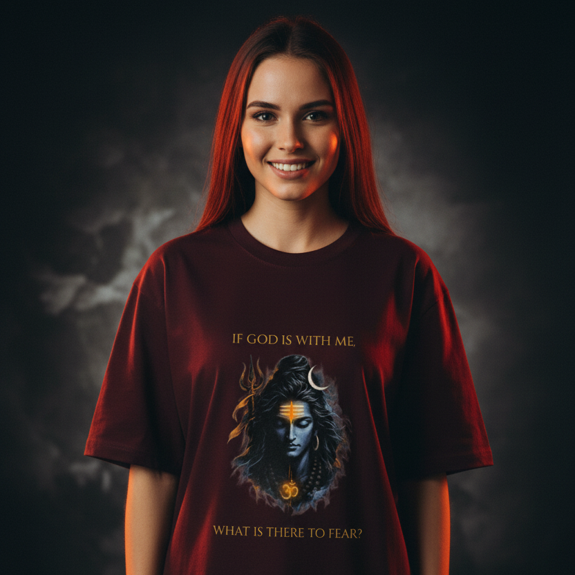 Lord Shiva Oversized Graphic T-Shirt – If God Is With Me | 240 GSM Heavyweight Cotton