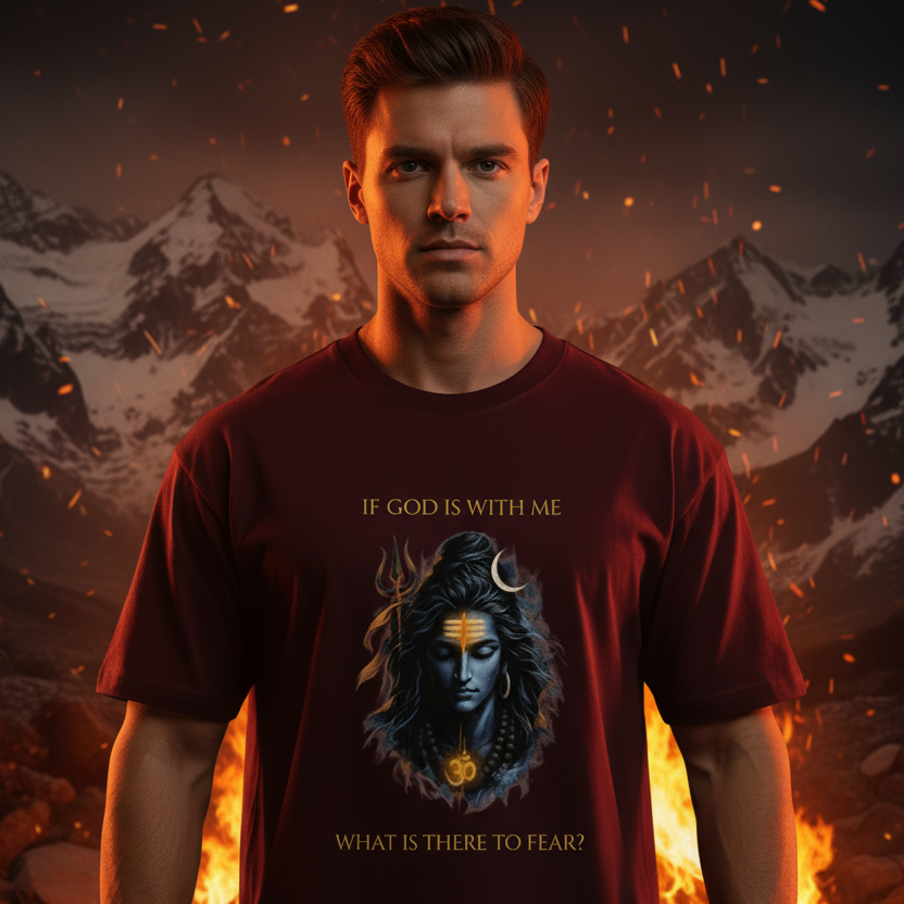Lord Shiva Oversized Graphic T-Shirt – If God Is With Me | 240 GSM Heavyweight Cotton