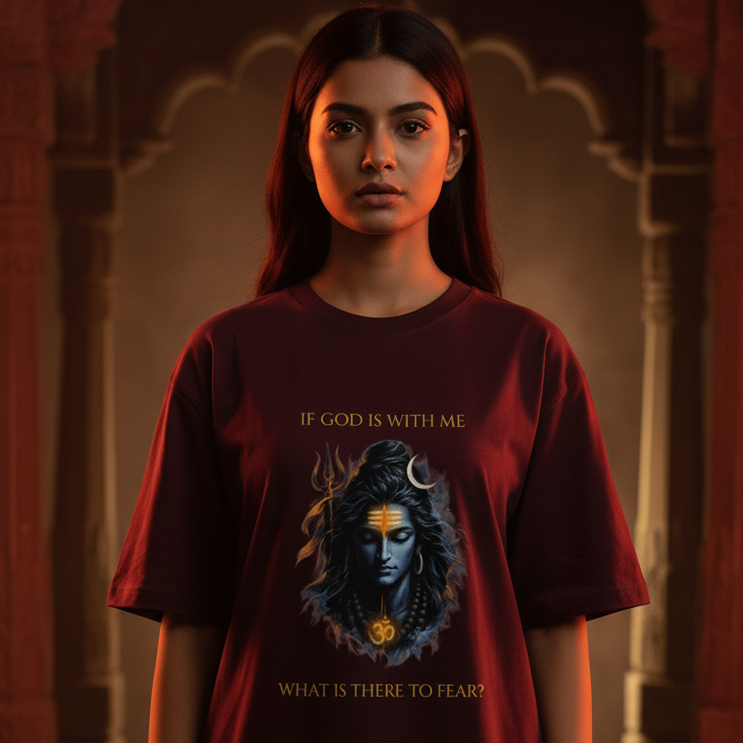 Lord Shiva Oversized Graphic T-Shirt – If God Is With Me | 240 GSM Heavyweight Cotton