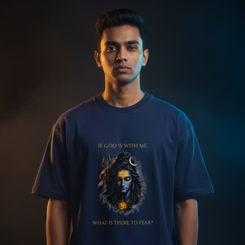 Lord Shiva Oversized Graphic T-Shirt – If God Is With Me | 240 GSM Heavyweight Cotton
