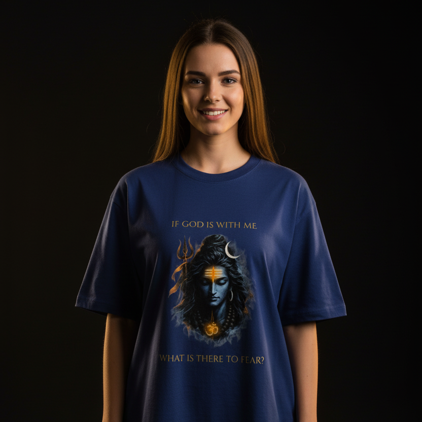 Lord Shiva Oversized Graphic T-Shirt – If God Is With Me | 240 GSM Heavyweight Cotton