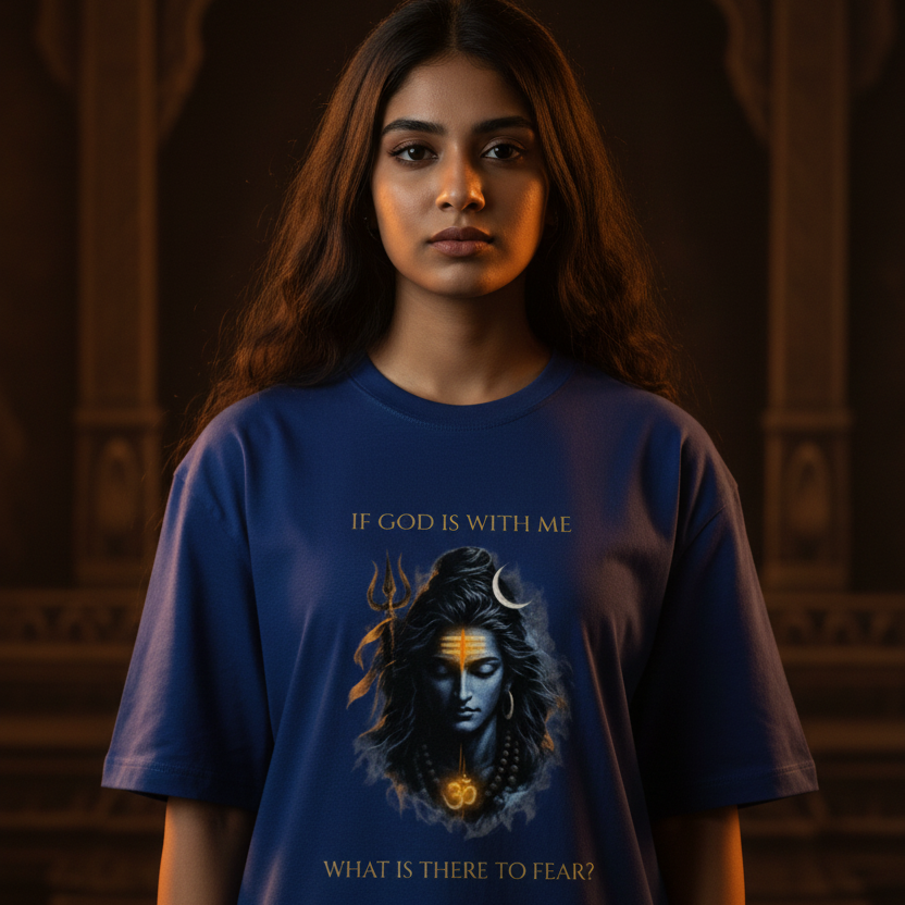 Lord Shiva Oversized Graphic T-Shirt – If God Is With Me | 240 GSM Heavyweight Cotton