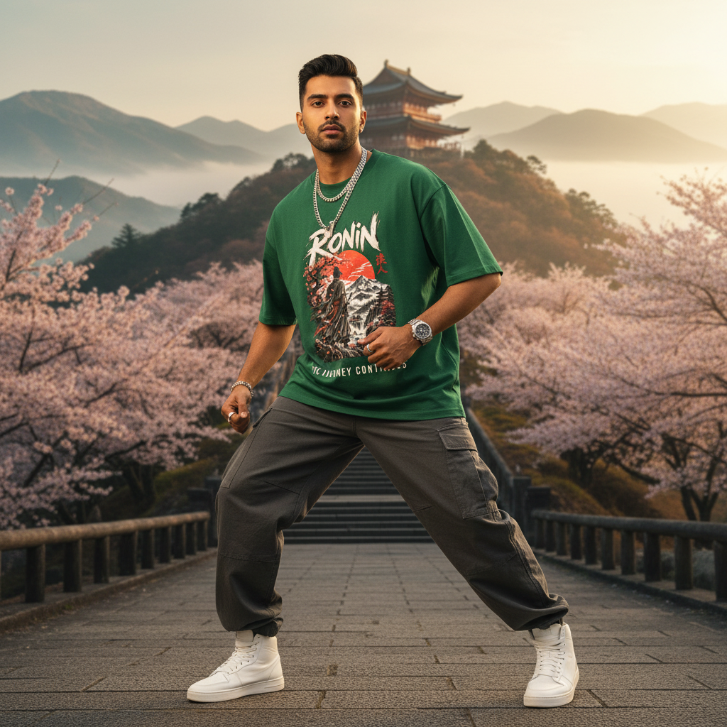 Ronin Japanese Art Oversized Graphic T-Shirt | 240 GSM Heavyweight Cotton