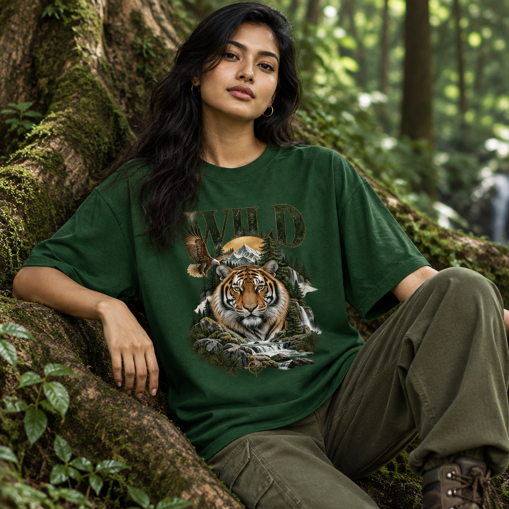 Wild Tiger Apex Predator Oversized Graphic T-Shirt | 240 GSM Heavyweight Cotton