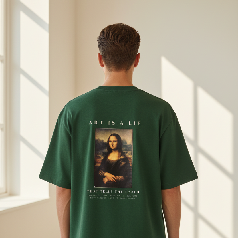 Mona Lisa Renaissance Art Oversized Graphic T-Shirt | 240 GSM Heavyweight Cotton
