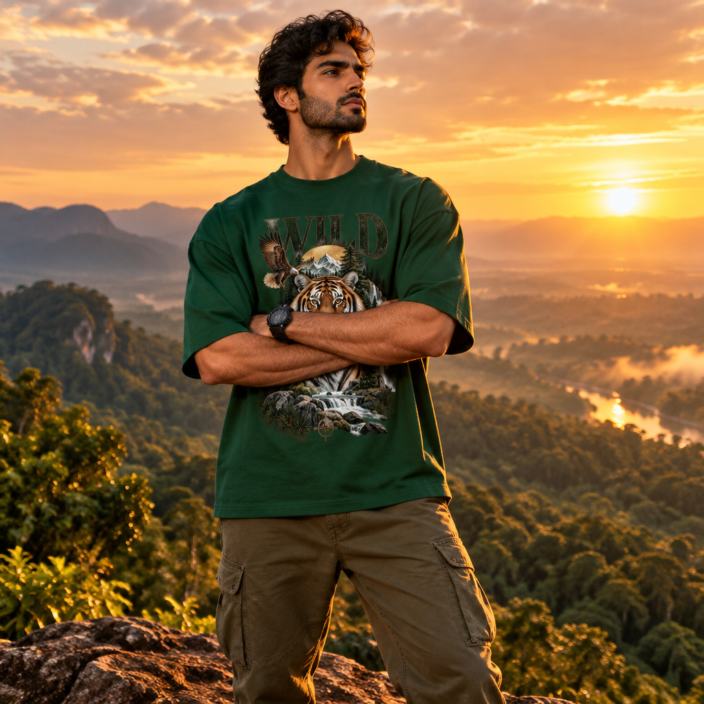 Wild Tiger Apex Predator Oversized Graphic T-Shirt | 240 GSM Heavyweight Cotton