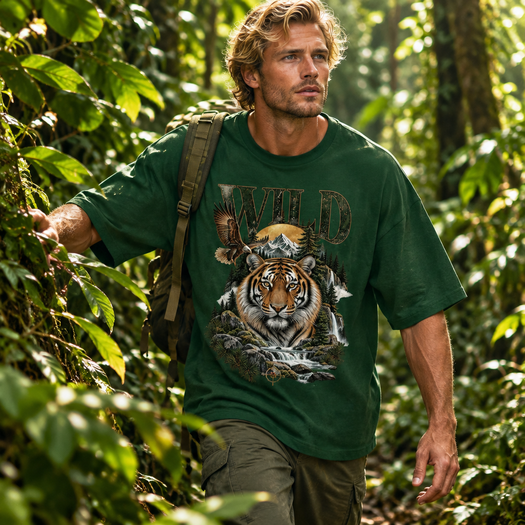 Wild Tiger Apex Predator Oversized Graphic T-Shirt | 240 GSM Heavyweight Cotton