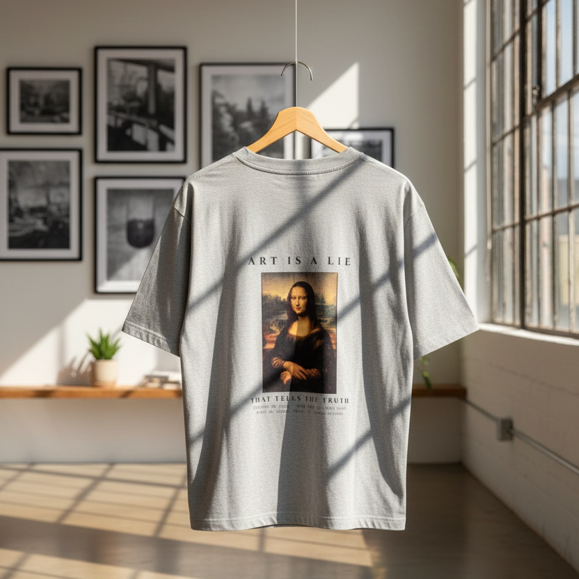 Mona Lisa Renaissance Art Oversized Graphic T-Shirt | 240 GSM Heavyweight Cotton